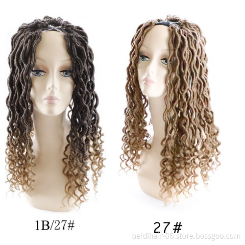 Wavy Goddess Locs Curly Faux Locs Crochet Hair Braids Prelooped Synthetic Hair Extension Soft Dreadlock 20inch